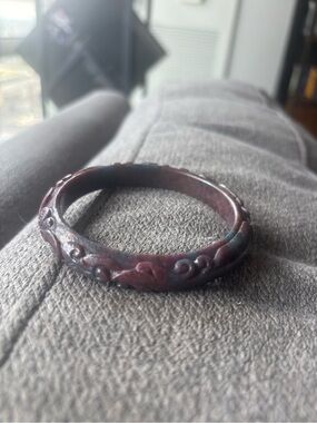 Carved Ruby in Kyanite Bangle Bracelet